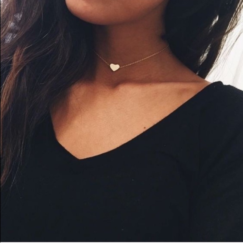 Gold or Silver Heart Choker Necklace